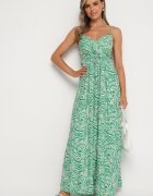 rosa Rochie Verde din bumbac cu bretele reglabile Risamasi