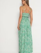 rosa Rochie Verde din bumbac cu bretele reglabile Risamasi