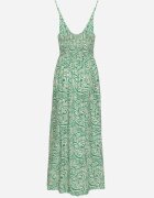rosa Rochie Verde din bumbac cu bretele reglabile Risamasi