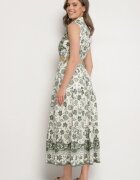 rosa Rochie Verde din Bumbac cu croi tip cămașă fără mâneci cu cordon Mirulenia