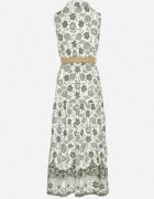 rosa Rochie Verde din Bumbac cu croi tip cămașă fără mâneci cu cordon Mirulenia