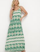 rosa Rochie Verde Din viscoză cu bretele reglabile cu model geometric Vididia