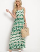rosa Rochie Verde Din viscoză cu bretele reglabile cu model geometric Vididia