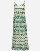 rosa Rochie Verde Din viscoză cu bretele reglabile cu model geometric Vididia