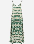 rosa Rochie Verde Din viscoză cu bretele reglabile cu model geometric Vididia