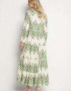 rosa Rochie Verde din Viscoză cu croi evazat cu nasturi Ilovella