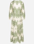 rosa Rochie Verde din Viscoză cu croi evazat cu nasturi Ilovella