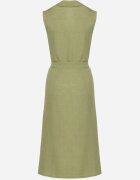 rosa Rochie Verde Fără Mâneci Croială tip Cămașă cu Cordon Decorată cu Broderie Fodarela