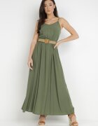 rosa Rochie Verde închis cu Curea Chrysaleia
