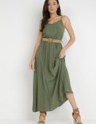 rosa Rochie Verde închis cu Curea Chrysaleia