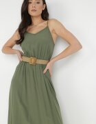 rosa Rochie Verde închis cu Curea Chrysaleia