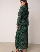 rosa Rochie Verde închis Evazată cu Cordon Legat Gylten