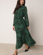 rosa Rochie Verde închis Evazată cu Cordon Legat Gylten