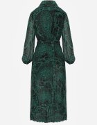 rosa Rochie Verde închis Evazată cu Cordon Legat Gylten
