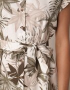 rosa Rochie Verde închis Tip cămașă Mini cu centură din material din bumbac cu model Besana