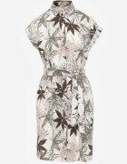 rosa Rochie Verde închis Tip cămașă Mini cu centură din material din bumbac cu model Besana