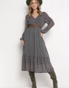 rosa Rochie Verde închisă cu Decolteu triunghiular și bandă elastică în talie Hutyz