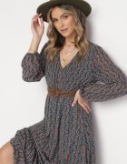 rosa Rochie Verde închisă cu Decolteu triunghiular și bandă elastică în talie Hutyz