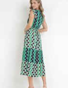 rosa Rochie Verde Maxi cu elastic în talie și curea împletită din Viscoză Vittorie