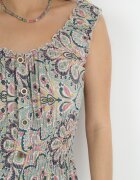 rosa Rochie Verde mentă-Roz Evazată Midi cu bretele late cu elastic în talie Anelanie