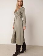 rosa Rochie verde midi din satin cu decolteu petrecut și guler Hartho
