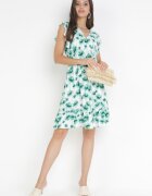 rosa Rochie Verde Petrecută cu elastic în talie Mubill