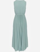 rosa Rochie Verde Plisată Maxi cu elastic în talie și cordon din material Biak