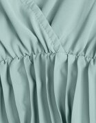 rosa Rochie Verde Plisată Maxi cu elastic în talie și cordon din material Biak