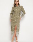 rosa Rochie Verde Stil Cămașă Cu Cordon Decorată Cu Broderie Valentirae