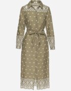 rosa Rochie Verde Stil Cămașă Cu Cordon Decorată Cu Broderie Valentirae