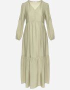 rosa Rochie Verde Tip cutie Maxi Decorată cu Cusături și Nasturi Kedora