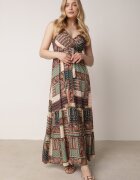 rosa Rochie Verde Tip Plic din Viscoză cu Imprimeu Tip Patchwork Hickey