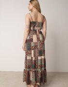 rosa Rochie Verde Tip Plic din Viscoză cu Imprimeu Tip Patchwork Hickey
