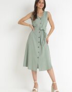 rosa Rochie Verde Trapez cu cordon legat Brystia