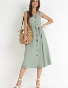 rosa Rochie Verde Trapez cu cordon legat Brystia