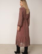 rosa Rochie Vișinie cu Decolteu Triunghiular și Elastic în Talie Hutyz