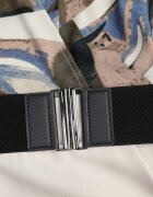 rosa Salopetă Bej cu Bluză Petrecută și Pantaloni Largi și Curea Elavina