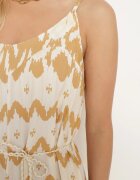 rosa Salopetă Bej Din Viscoză Cu Bretele Cu Cordon Din Material Cu Model Geometric Vikie