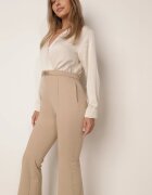rosa Salopetă Bej Elegantă cu Bluză tip plic și Partea de jos largă Boleeti