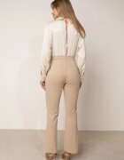 rosa Salopetă Bej Elegantă cu Bluză tip plic și Partea de jos largă Boleeti