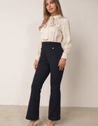 rosa Salopetă Bleumarin-Bej Elegantă cu parte superioară tip cămașă cu legătură și nasturi decorativi Noriti