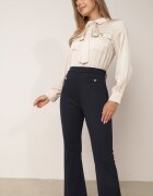 rosa Salopetă Bleumarin-Bej Elegantă cu parte superioară tip cămașă cu legătură și nasturi decorativi Noriti