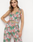 rosa Salopetă Verde cu craci lungi cu bretele legate și cu imprimeu abstract Izara