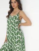rosa Salopetă Verde Imprimată cu bretele cu picioare lungi din viscoză Jarie
