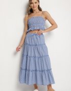 rosa Set Albastru Bumbac cu model Vichy Fustă și Top Frolira