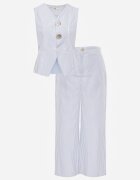 rosa Set din bumbac cu dungi vestă cu nasturi în formă de scoici și pantaloni Semaris Albastru
