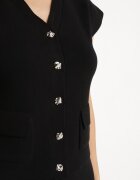 rosa Set Negru Vestă cu nasturi și Pantaloni drepți cu elastic în talie Anniola