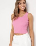 rosa Tank Top Roz cu Bordură Decorativă de Dantelă Aritvea
