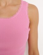 rosa Tank Top Roz cu Bordură Decorativă de Dantelă Aritvea