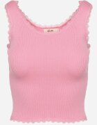 rosa Tank Top Roz cu Bordură Decorativă de Dantelă Aritvea